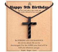 Tarsus Happy 8-16 Year Old Boy Birthday Gifts, Cross Necklace Gifts for Son Grandson Nephew Boys, average, Stainless Steel, No Gemstone