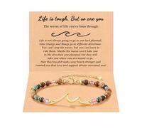 Tarsus Inspirational Gifts for Women Men, Through The Waves of Life, Life is Tough but so are You, Encouragement Bracelet Thoughtful Gifts for Friend Sister Coworker..., average, Stone, no gemstone
