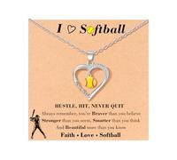 Tarsus Softball/Basketball/Volleyball Heart-Shaped Necklace for Teen Girls, Birthday Christmas Players Senior Night Team Gifts for Girls, average, Stainless Steel, No Gemstone