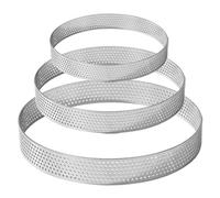 Tart Rings 3Pcs, Stainless Steel Microperforated Baking Rings 10/15/20cm, for Tarts Pastry Cakes Pizzas Muffins