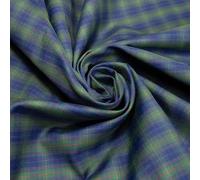 Tartan Check Shirting Fabric, Polyester Cotton Viscose Blend, 150cm Wide, Multiple Colours, Supplied by the Metre or as Sample (Blue, Per Metre (as one Continuous Length))