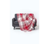 HOMESCAPES Large Red Tartan Throw 90 x 100 Inches or 228cm x 254cm, 100% Cotton Sofa throw for Most 3 Seater Settees and Sofas