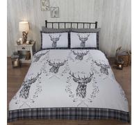 Rapport Angus Stag Reindeer Duvet Cover Bedding Set (Double, Grey)