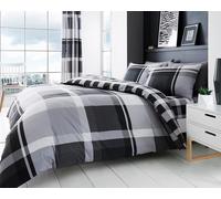 GC GAVENO CAVAILIA Geometric Check Duvet Cover Set King Size, Reversible Bedding Set with Matching Pillowcases, Soft Easy Care Bed Set, Grey
