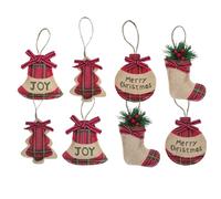 Tartan Christmas Tree Decorations, 8Pcs Red Stocking Hanging Ornaments, Christmas Hanging Decorations for Xmas Festival Party Indoor Outdoor Supplies