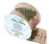Tartan Christmas Tree Hessian Ribbon 63m - 9 Metre Length
