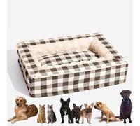 Tartan Cozy Dog Anti-Anxiety Calming Bed, Festive Classic Tartan Cozy Dog Anti-Anxiety Calming Bed, Orthopedic Dog Bed, Self Heating Dog And Cat Pad For Large Medium Small Pet(Brown,XL)
