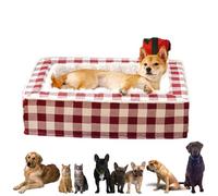 Tartan Cozy Dog Anti-Anxiety Calming Bed, Festive Classic Tartan Cozy Dog Anti-Anxiety Calming Bed, Orthopedic Dog Bed, Self Heating Dog And Cat Pad For Large Medium Small Pet(Red,L)