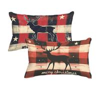 Tartan Cushion Covers 40 x 60cm Small Cushions Christmas Pillow Cases 2 Pack,Velvet Decorative Pillows Sofa Cushions with Invisible Zipper Rectangle Cushion Covers Home Decor Pillow Protectors w0u-515