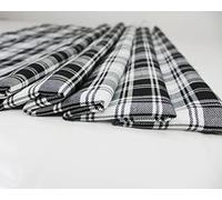 Tartan Fabric - Black & White Tartan Check - Polyviscose Craft Fabric Material Metre