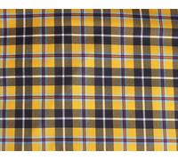 Tartan Fabric - Cornish Mustard & Black Tartan Check - Polyviscose Craft Fabric Material