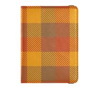 Tartan Fall Buffalo Plaid Check Orange Leather Passport and Vaccine Card Wallet Combo Travel Documents Organizer Protector Passport Holder Case for Travel Essential Waterproof, Multicolor, One Size,
