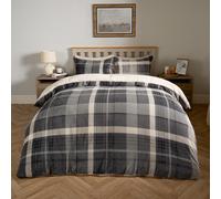 Tartan Fleece Duvet Cover Bedding Set Pillowcase Winter Check Sherpa Soft Set OHS Light Grey Super King