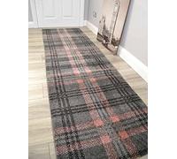 Tartan Hall Runners Modern Luxurious Soft Pile Rug Carpet Corridor Polypropylene Non Shedding Easy to Clean Rugs Very Long Hallway ANY Length