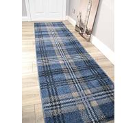 Tartan Hall Runners Modern Luxurious Soft Pile Rug Carpet Corridor Polypropylene Non Shedding Easy to Clean Rugs Very Long Hallway ANY Length