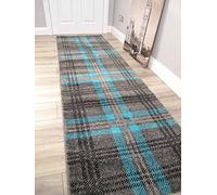 Tartan Hall Runners Modern Luxurious Soft Pile Rug Carpet Corridor Polypropylene Non Shedding Easy to Clean Rugs Very Long Hallway ANY Length