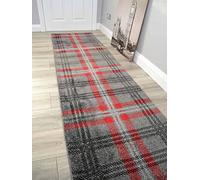 Tartan Hall Runners Modern Luxurious Soft Pile Rug Carpet Corridor Polypropylene Non Shedding Easy to Clean Rugs Very Long Hallway ANY Length
