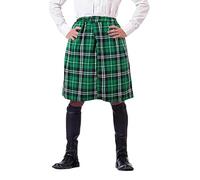 Tartan Kilt Green Tartan Scots Kilt Costume Set for Adults - St. Patrick's Day Plaid Mini Skirt Perfect for Festivals, Costume Parties