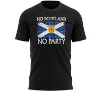 Tartan No Scotland No Party Mens T Shirt Scottish Coat of Arms Football Tee Saltire European Footy Top, XXL, Black