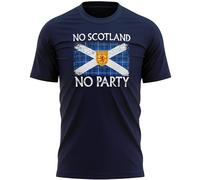 Tartan No Scotland No Party Mens T Shirt Scottish Coat of Arms Football Tee Saltire European Footy Top, M, Navy