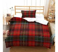 Tartan-patterned-fabric-classic-Scottish-plaid-style Duvet Cover Set 2 PCS Hotel Quality Quilt Cover Bedding Sets Bed Covers with Pillowcases with Zipper Closure Breathable Stylish Comforter Single（13