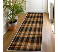Tartan Plaid Print Runner Rug for Hallway, 60x180, Black Orange Tartan Pattern Throw Rug Entrance Buffalo Check Decor Carpet, Washable Non-Slip Rugs Runners for Living Room Bedroom Pj12