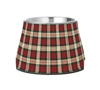 Tartan Plaid Red Beige Raised Pets Water Bowl Elevated Stainless Steel Raised Cat Bowl for Medium Dogs Whisker Fatigue