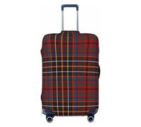 Tartan-Plaid-Scottish-Black-Red-Green-Blue-Gold-and-White-Color-Wrap-FLA Luggage Cover, Washable Suitcase Cover - Travel Fashion Elastic Suitcase Protector Medium