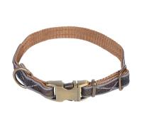 Tartan Reflective Dog Collar Taupe brown S