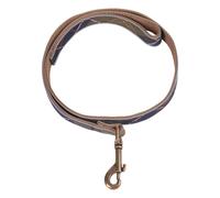 Tartan Reflective Dog Lead Taupe brown one size