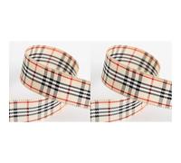 Tartan Ribbon 16mm x 10M - Cream/Black/Red (Pack of 2)