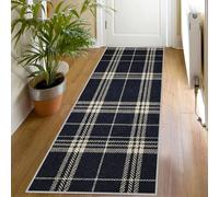 Tartan Runner Rug for Hallway, 100x300,Washable Non-Slip Navy Blue Plaid Pattern Hallway Carpet, Buffalo Check Area Rug for Living Room Bedroom Kitchen Entryway Long Rugs Home Decor Pj22