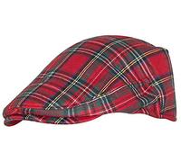 Tartan Traditions Red Royal Stewart Green Padded Flat Cap Hat (Red, M/L)