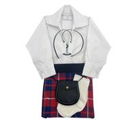 Tartan Tweeds Baby Kilt Outfit, Adjustable Waistband, Shirt, Hose, Sporran, Unisex (Hamilton Red, 12-24 Months)
