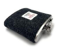 TARTAN TWEEDS Harris Tweed 6oz/8oz Hip Flask Stainless Steel Boxed (Charcoal, 6oz)