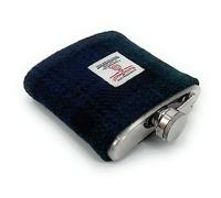 TARTAN TWEEDS Harris Tweed 6oz Hip Flask Stainless Steel Boxed (Black Watch)