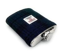 TARTAN TWEEDS Harris Tweed 8oz Hip Flask Stainless Steel Boxed (Black Watch)