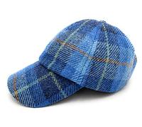 Tartan Tweeds Harris Tweed Men's Baseball Cap Adjustable Hat (Blue Check)