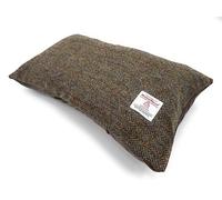 Tartan Tweeds Harris Tweed Rectangular Cushion With Velvet Back Made In Scotland (Brown Herringbone)