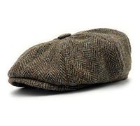 Tartan Tweeds Harris Tweed Traditional Peak Eight Panel Newsboy Cap British Made Brown Herringbone (as8, Alpha, l)