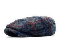 Tartan Tweeds Harris Tweed Traditional Peak Eight Panel Newsboy Cap British Made Slate Grey Check (Small)