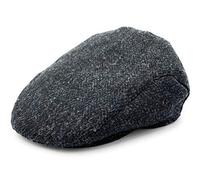 Tartan Tweeds Mens Harris Tweed Flat Cap Comfort Fit Quilted Lining Made in Scotland S-XXL (UK, Alpha, M, Charcoal Herringbone)