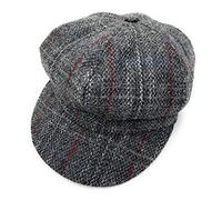 Tartan Tweeds Women's Harris Tweed Baker Boy Cap Made in the UK (Grey Check)