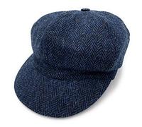 Tartan Tweeds Women's Harris Tweed Baker Boy Cap Made in the UK (Navy Herringbone)
