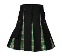 Tartan Utility Kilts for Men Gothic Punk Scottish Festival Kilt Regular Tartan Kilts Skirts Steampunk Clothing Half Skirt Kilt Pocket Knight Skirt Green