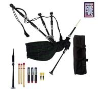 Tartancity Highland Bagpipe - Black Watch Tartan Bagpipes with Silver Mounts, Full Drone Set, Practice Reeds, Tutor Book, Carry Bag - Traditional Scottish Great Highland Pipes