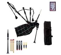 Tartancity Mackenzie Tartan Great Highland Bagpipes with Silver Mounts, Drone Collection, Practice Reeds, Tutor Book, Blowpipe, Carry Bag- Authentic Scottish Music Instrument