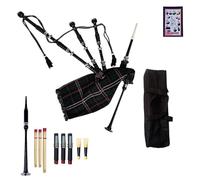 Tartancity National Scottish Tartan Great Highland Bagpipes with Silver Mounts, Drone Collection, Practice Reeds, Tutor Book, Blowpipe, Carry Bag - Authentic Scottish Music Instrument