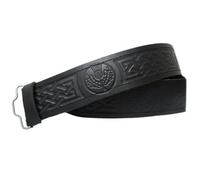 Tartancity Premium Scottish Black Leather Belts Masonic, Thistle, Plain Kilt Belt | Genuine Leather, Adjustable Fit, Embossed Designs - Ideal for Formal & Casual Wear (Thistle Embossing, MEDIUM)