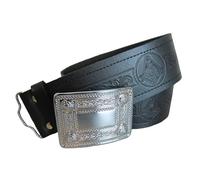 Tartancity Premium Scottish Black Leather Belts Masonic, Thistle, Plain Kilt Belt | Genuine Leather, Adjustable Fit, Embossed Designs - Ideal for Formal & Casual Wear (Masonic Embossing, MEDIUM)